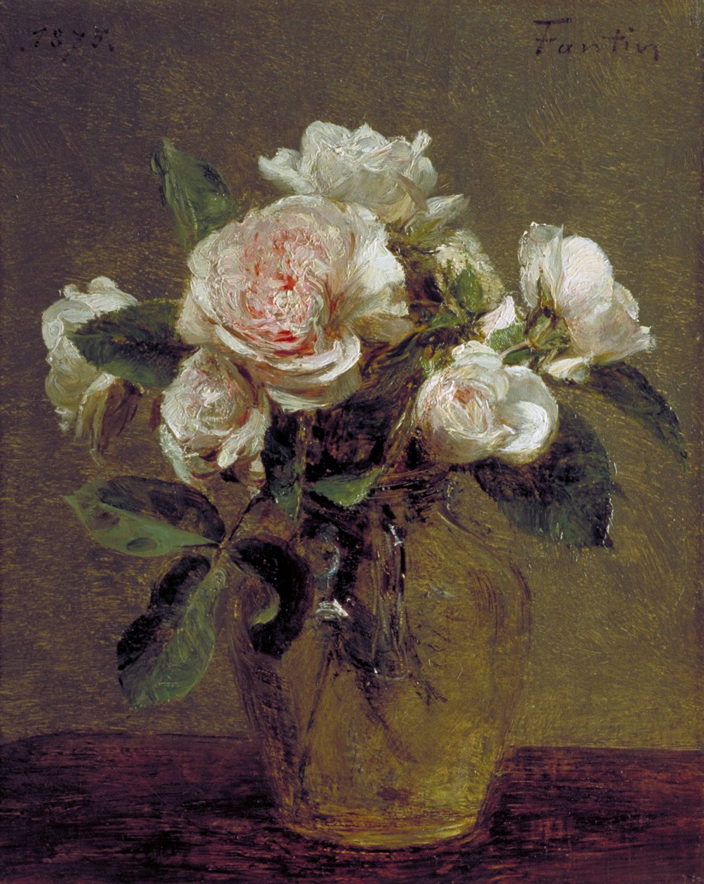 White Roses in a Glass Vase, 1875 by Ignace Henri Jean Fantin Latour
