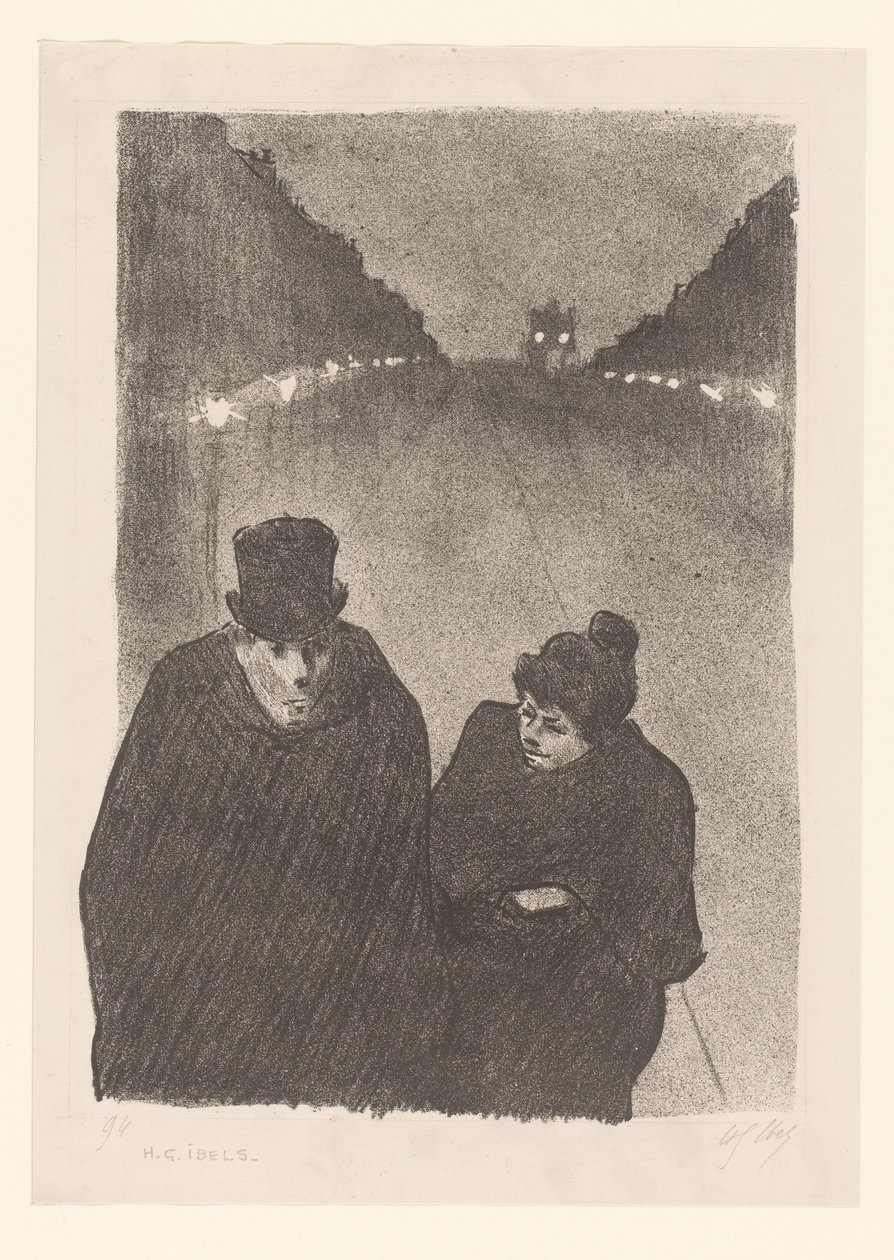 Man and Woman on the Street in the Evening by Henri Gabriel Ibels (attributed to)