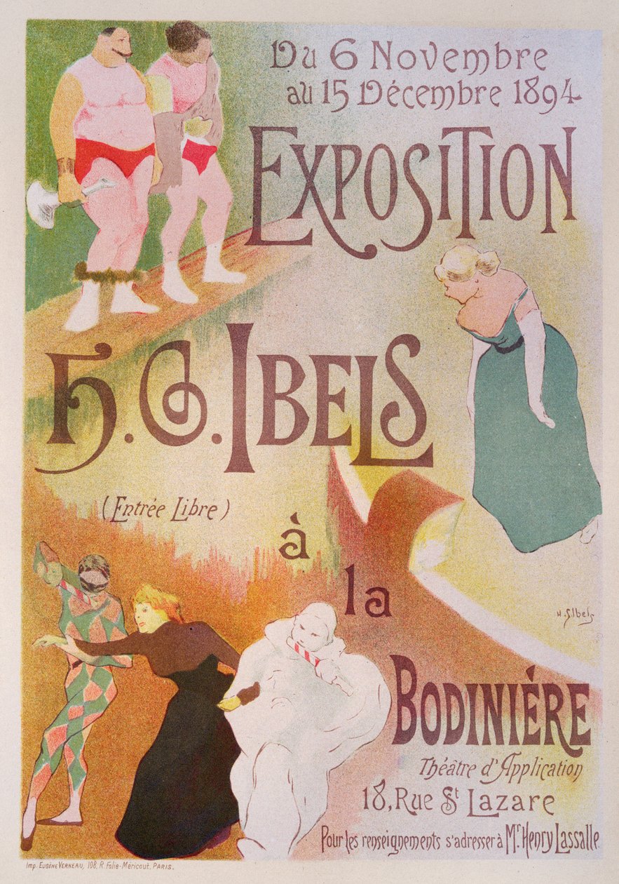 Reproduction of a poster advertising an Exhibition by H. G. Ibels, at the Bodiniere, Rue St Lazare, Paris by Henri Gabriel Ibels