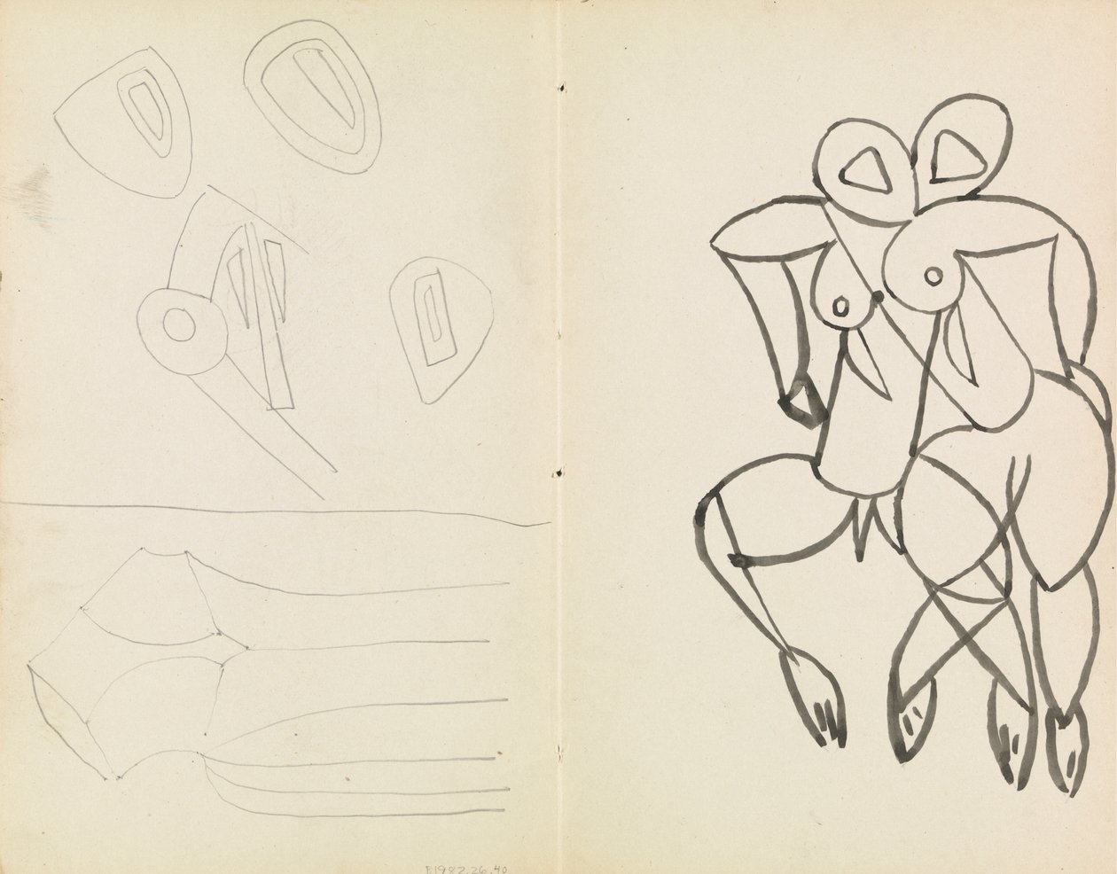Five Abstract Sketches, and Studies for Male and Female Figures by Henri Gaudier Brzeska