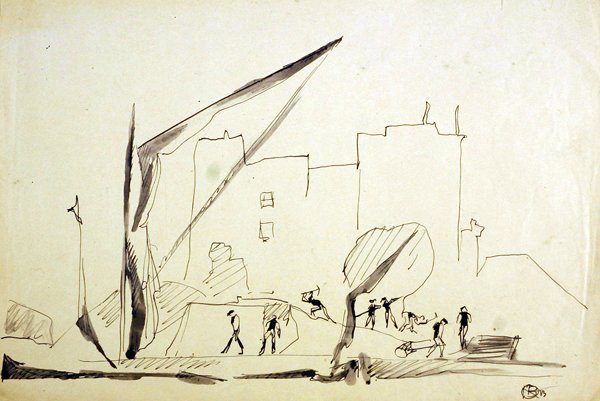 Thames barge at London Docks by Henri Gaudier Brzeska