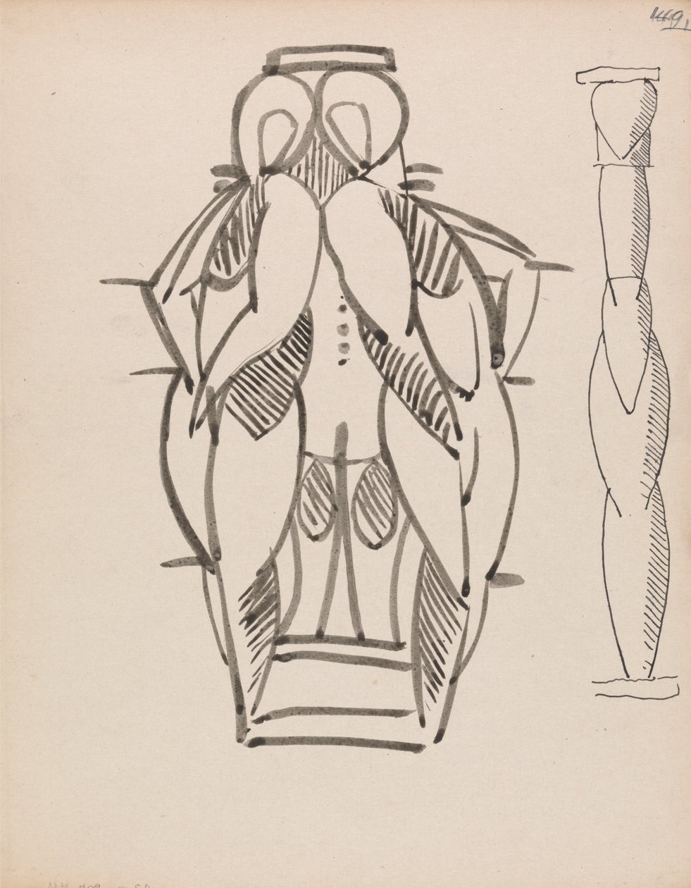 Two Studies for a Sculptural Column by Henri Gaudier Brzeska
