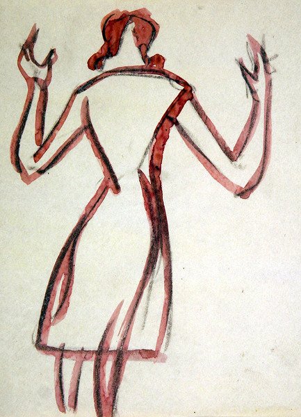 Woman backview, arms raised by Henri Gaudier Brzeska