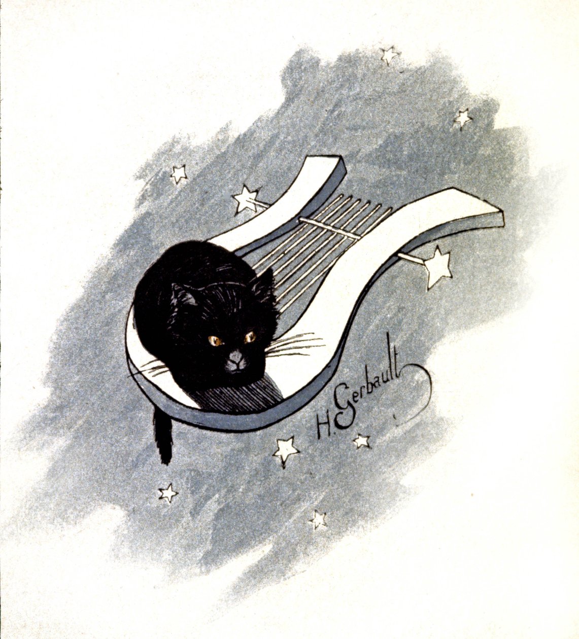 Le Chat Noir, Parisian cabaret, c.1900 (illustration) by Henri Gerbault