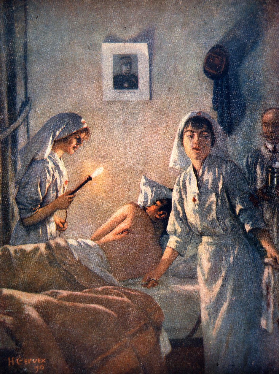 French nurses tend wounded soldiers by Henri Gervex
