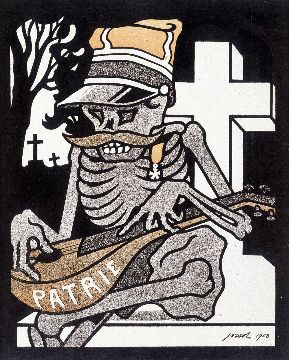 Skeleton of a former soldier killed for the homeland. Philosophical, metaphysical, etc... through the theme of death. In 