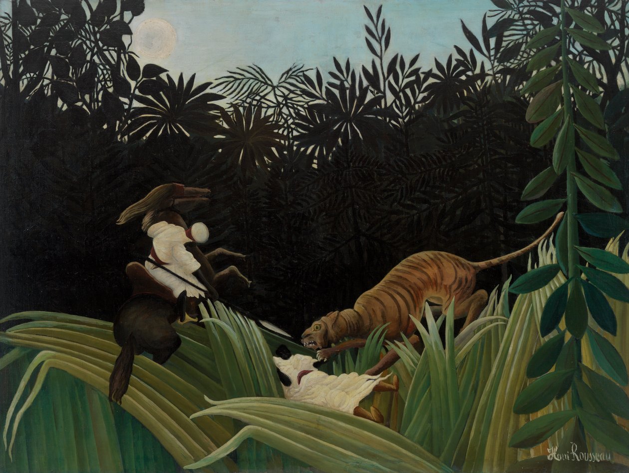 Scouts Attacked by a Tiger, 1904 by Henri J.F. 1844 1910 Rousseau