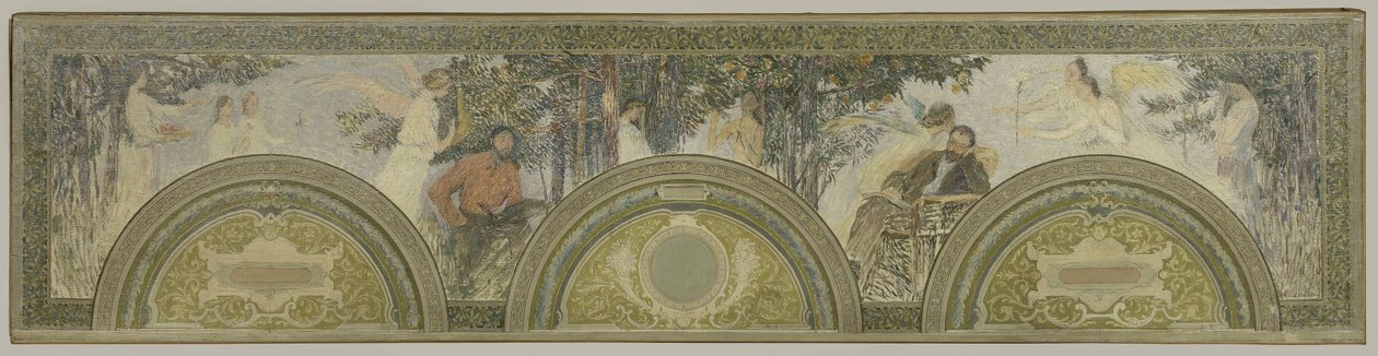 Sketch for the South Entrance Salon of the Hôtel de Ville de Paris: Painting - Literature by Henri Jean Guillaume Martin