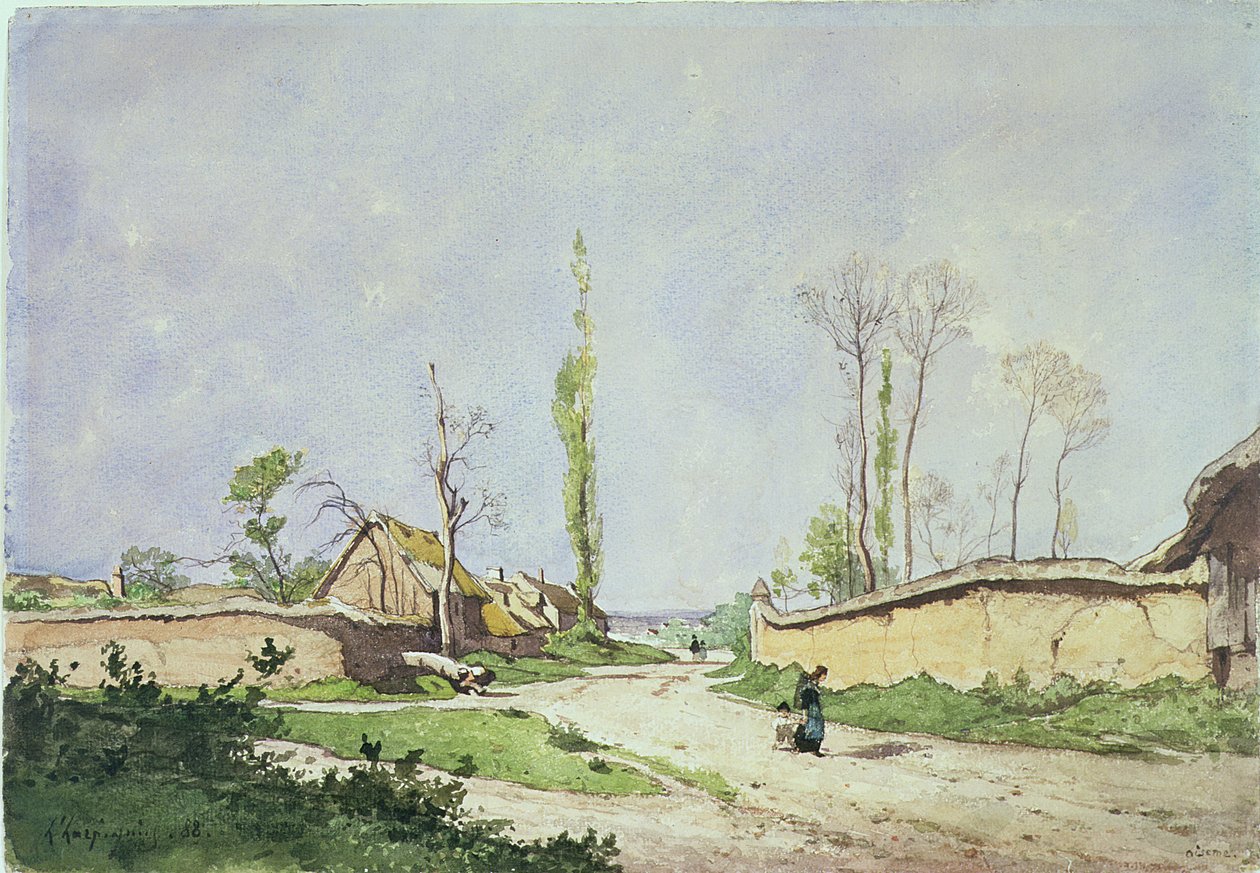 A Village Road, Oiseme by Henri Joseph Harpignies
