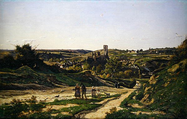 The Castle and Village of Herisson by Henri Joseph Harpignies