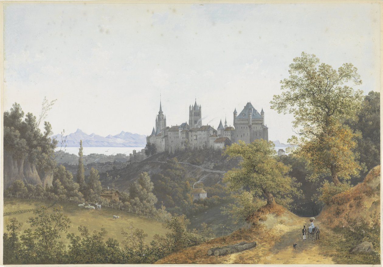 View of Lausanne, with a View of the Castle and the Cathedral by Henri Knip
