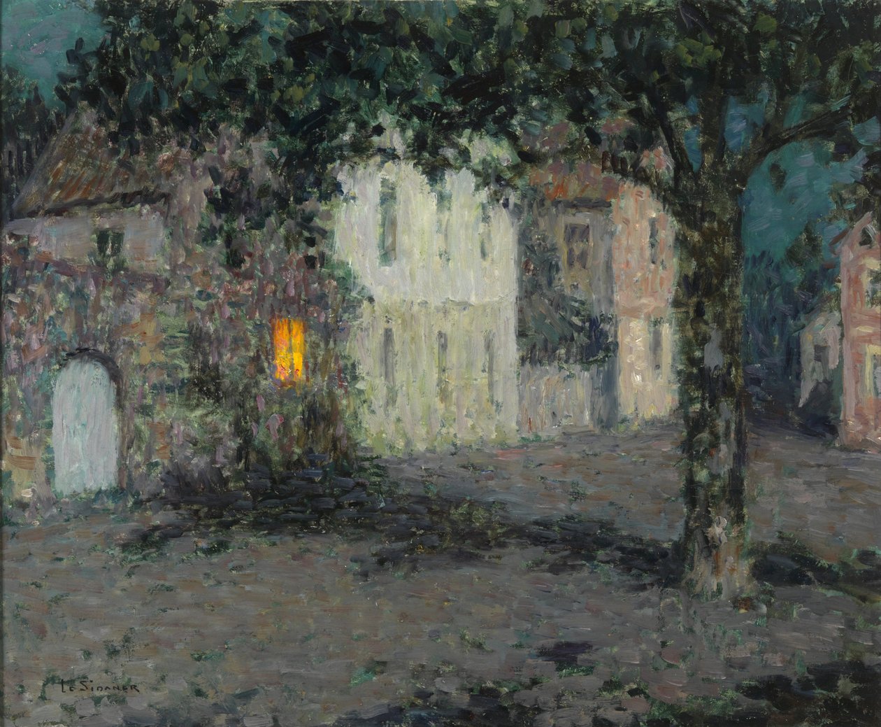 Moonlit City Square in Cherbourg, ca 1934 by Henri Le Sidaner