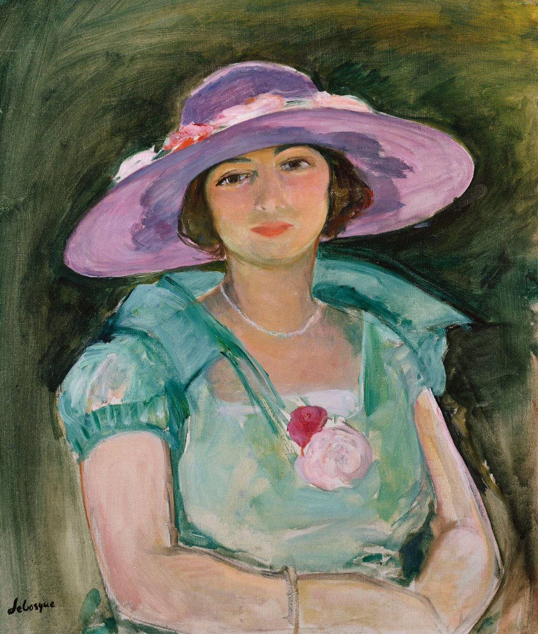 Portrait of Marthe Lebasque in a Purple Hat by Henri Lebasque