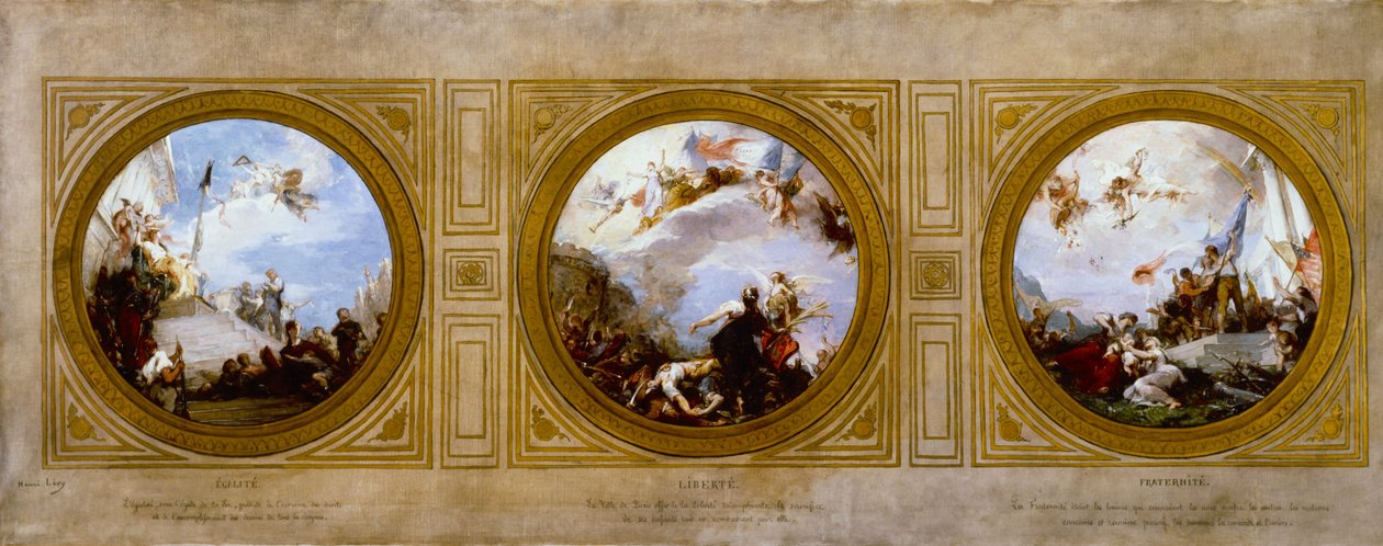 Sketch for the 6th Arrondissement Town Hall: Equality. Liberty. Fraternity, circa 1887 by Henri Leopold Levy