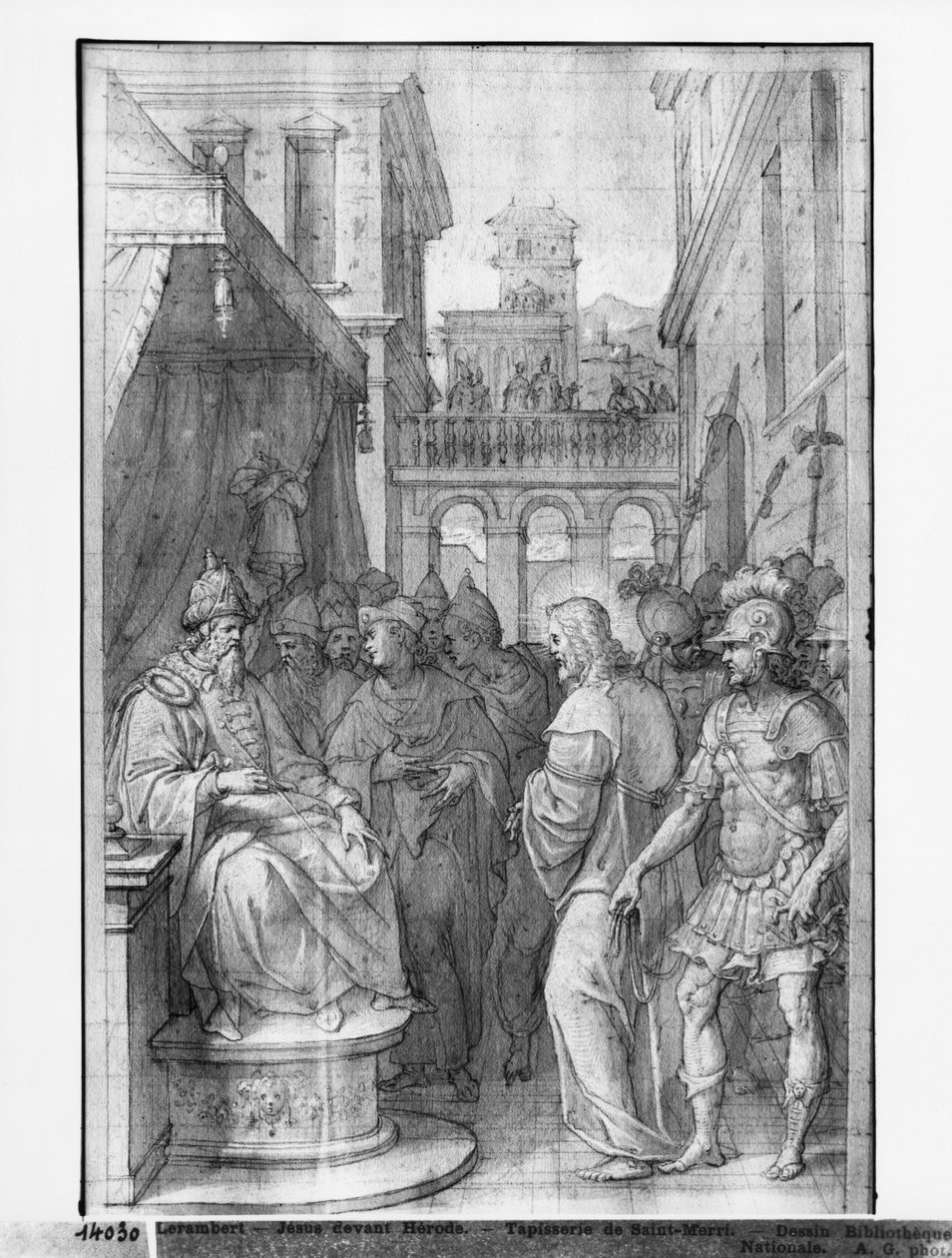 Life of Christ, Christ before Herod, preparatory study of tapestry cartoon for the Church Saint-Merri in Paris, c.1585-90 by Henri Lerambert