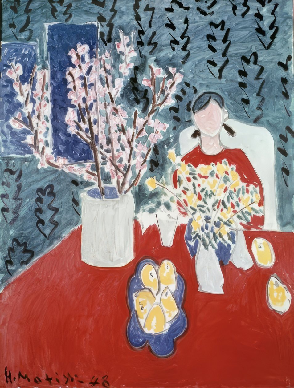 Plum Branches on Green Background by Henri Matisse