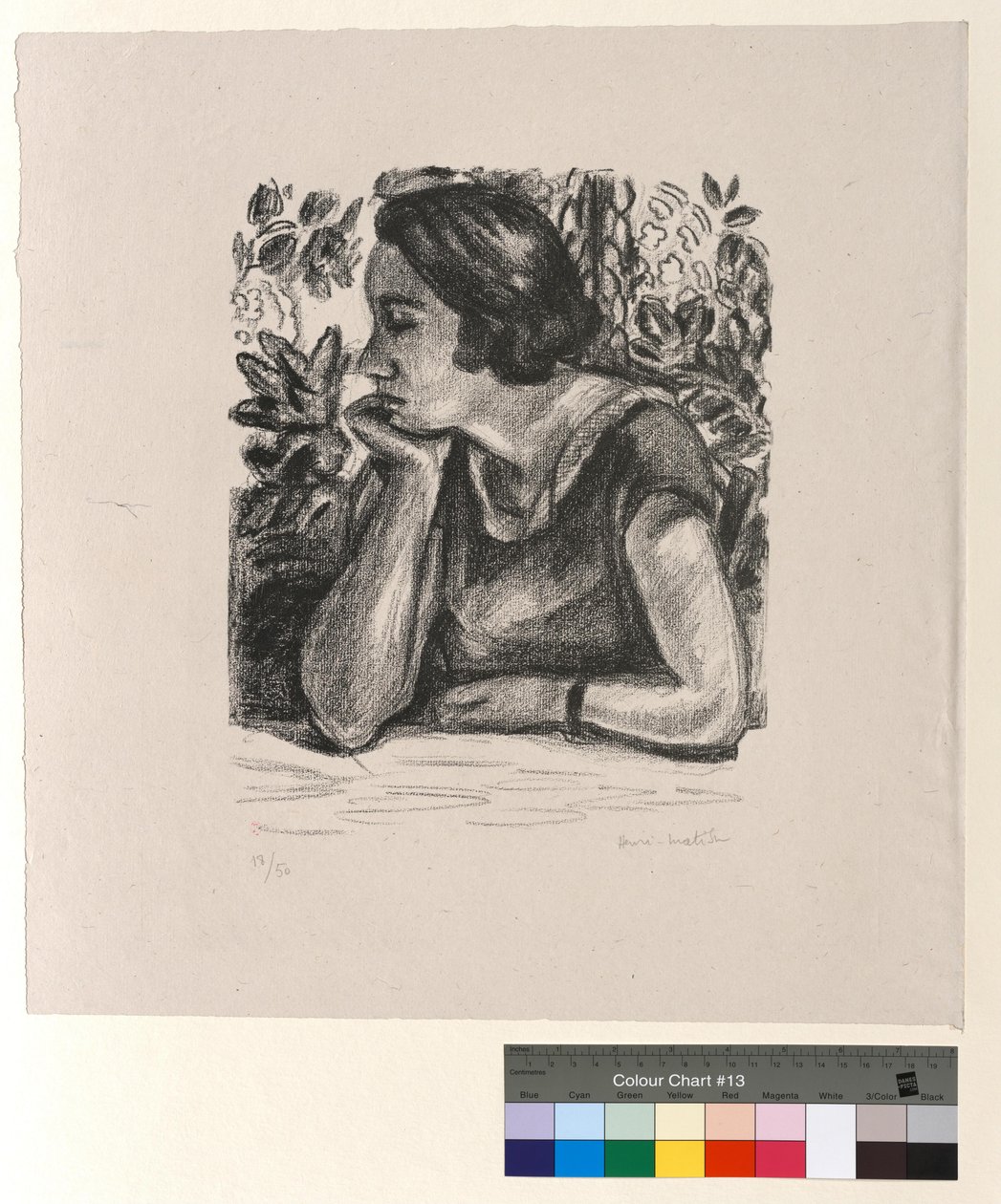 Profile Face Resting on an Arm, Louis XIV Screen by Henri Matisse