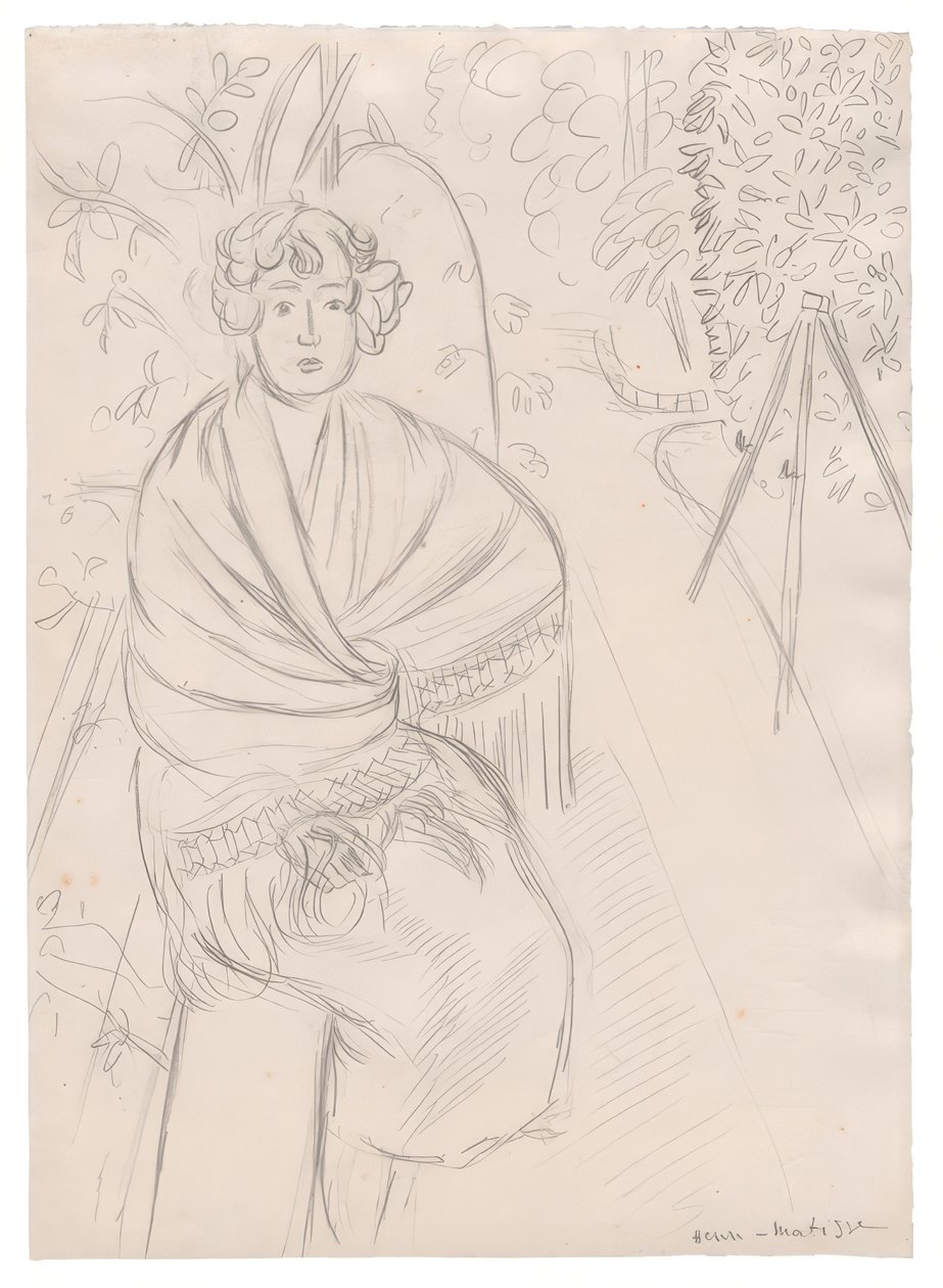 Woman with a Shawl, in a Garden by Henri Matisse