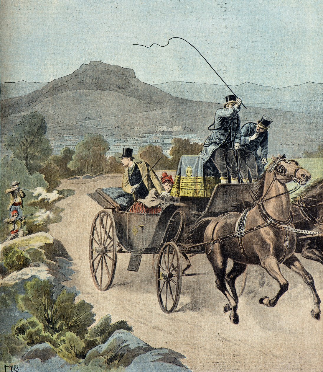 Attack on Georges I and Princess Marie Madelaine by Henri Meyer