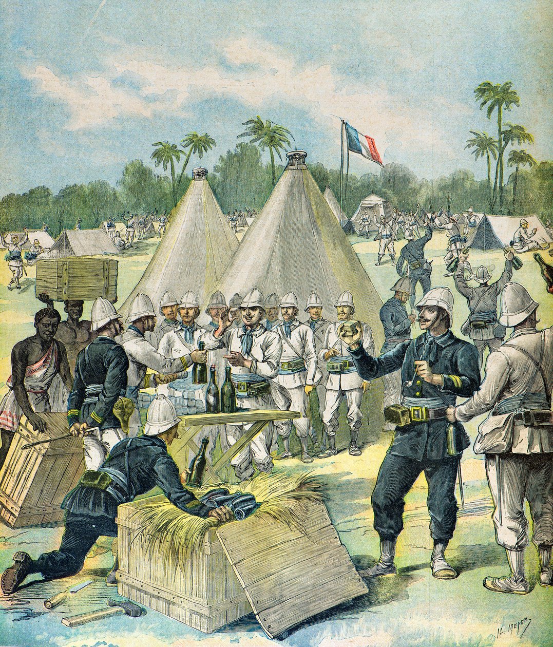 Distribution of Alcohol to Colonial Troops in Dahomey by Henri Meyer