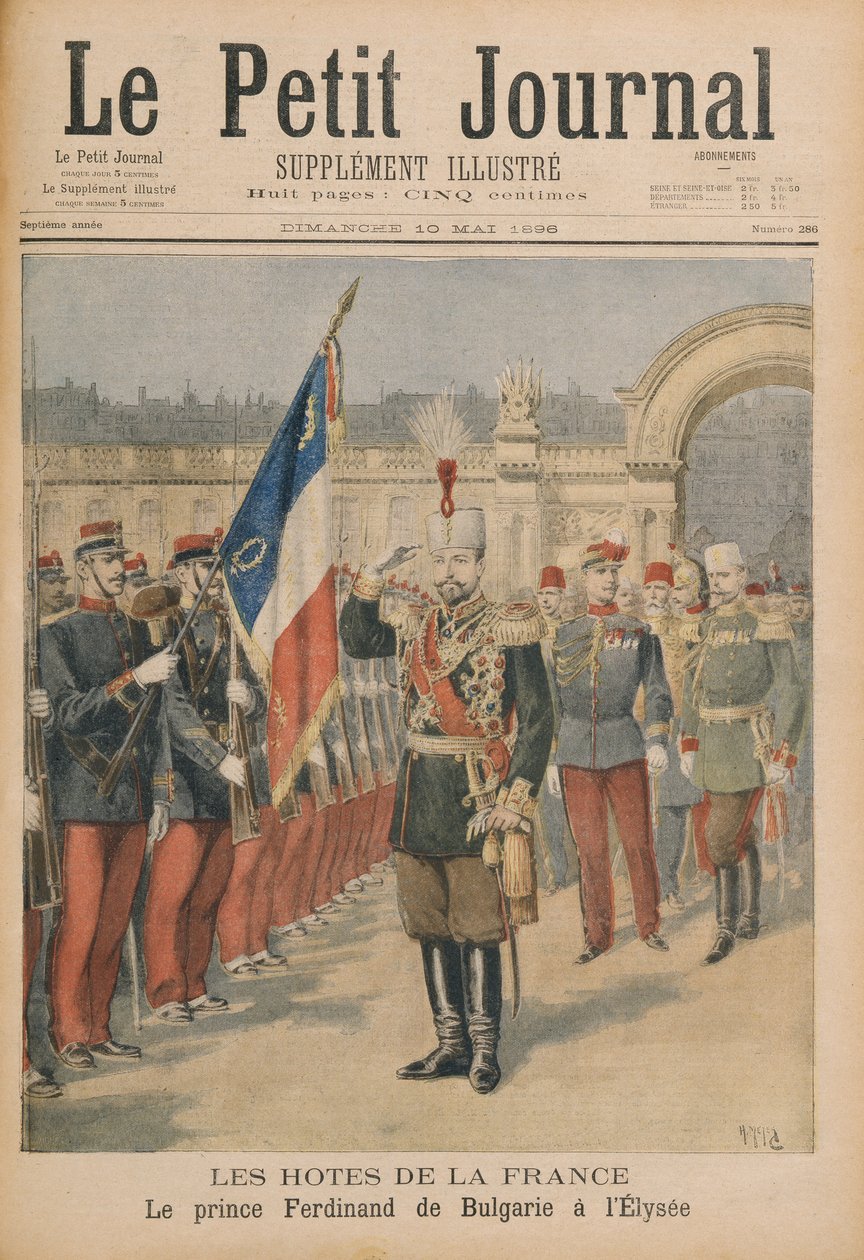 Prince Ferdinand (1861-1948) of Bulgaria at the Elysee Palace, illustration from Le Petit Journal, 10 May 1896 by Henri Meyer