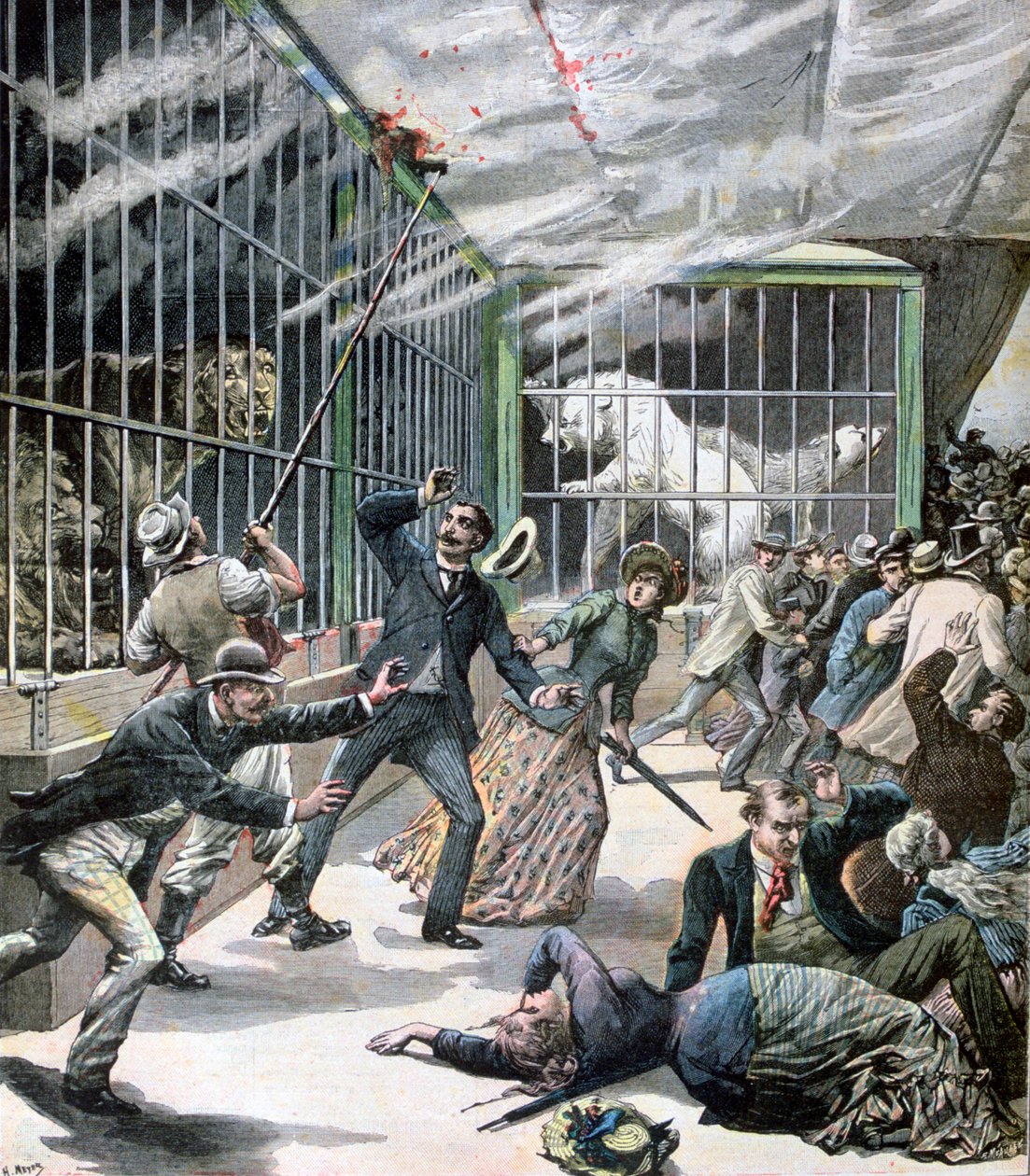 The incident at the menagerie, Montceau-les-Mines, France by Henri Meyer