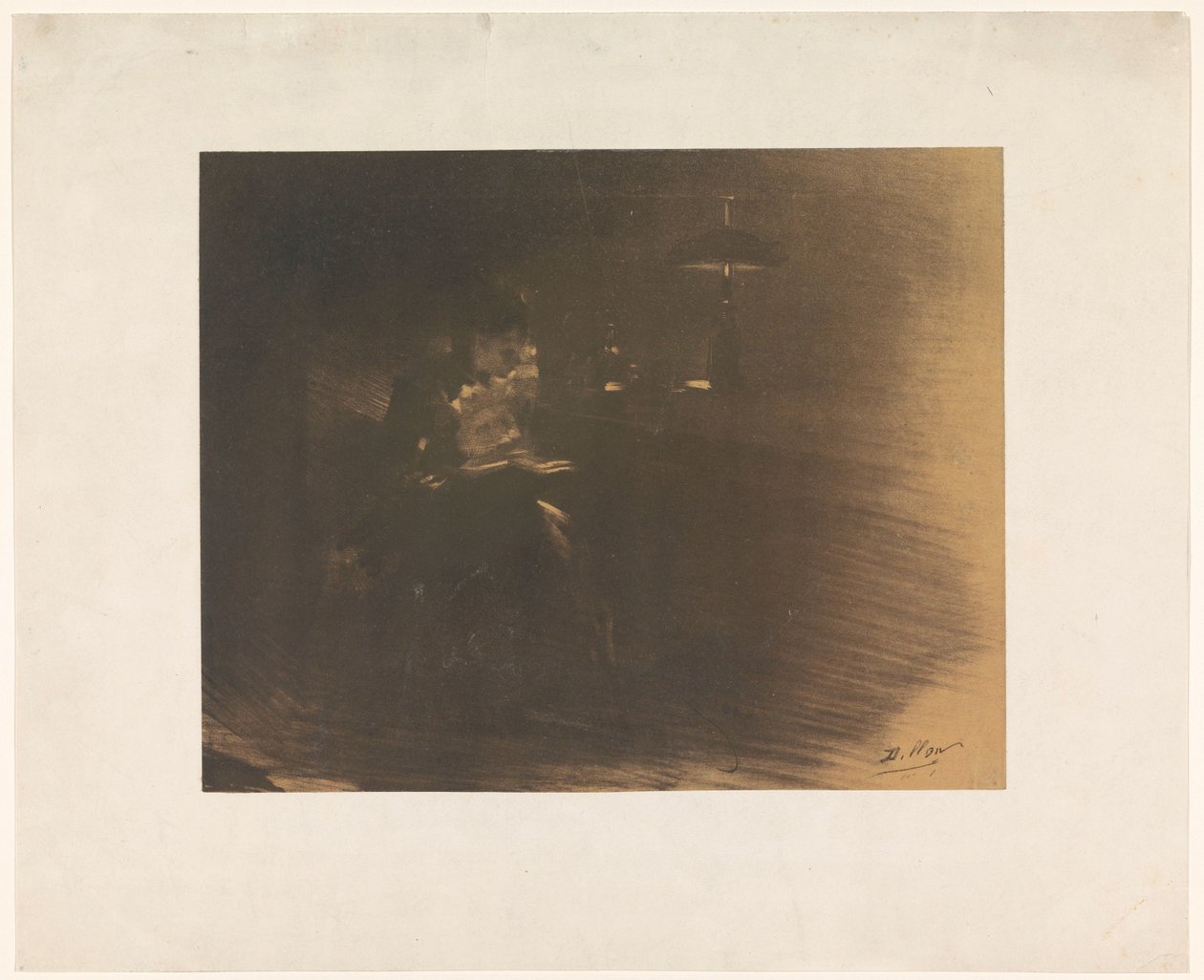 Dark Room with a Reading Woman by Henri Patrice Dillon (signed by artist)