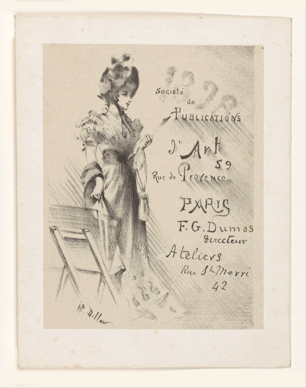 Woman Looking at a Print, Next to Her a Print Stand by Henri Patrice Dillon