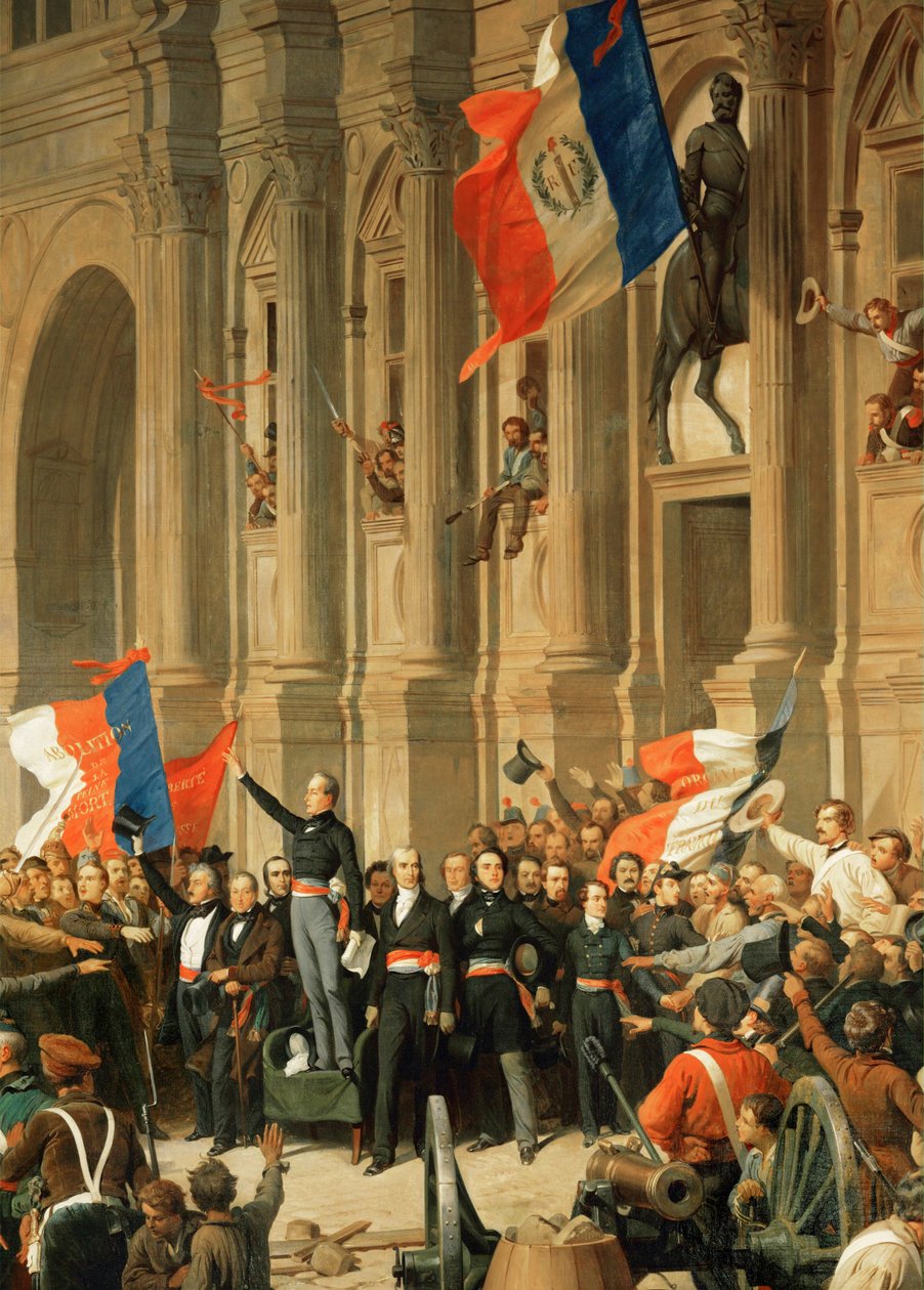 Revolution of 1848: The Poet Alphonse de Lamartine Rejects the Red Flag of the Extreme Left by Henri Philippoteaux