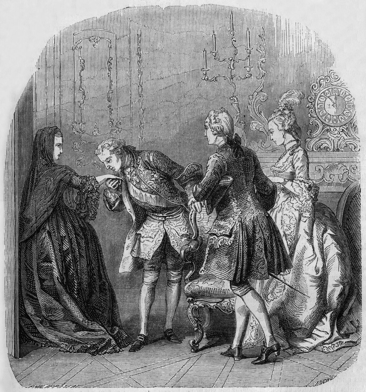 The Princess of Lamballe, King Louis XV, Louis de Richelieu, Countess Jeanne du Barry by Henri Philippoteaux