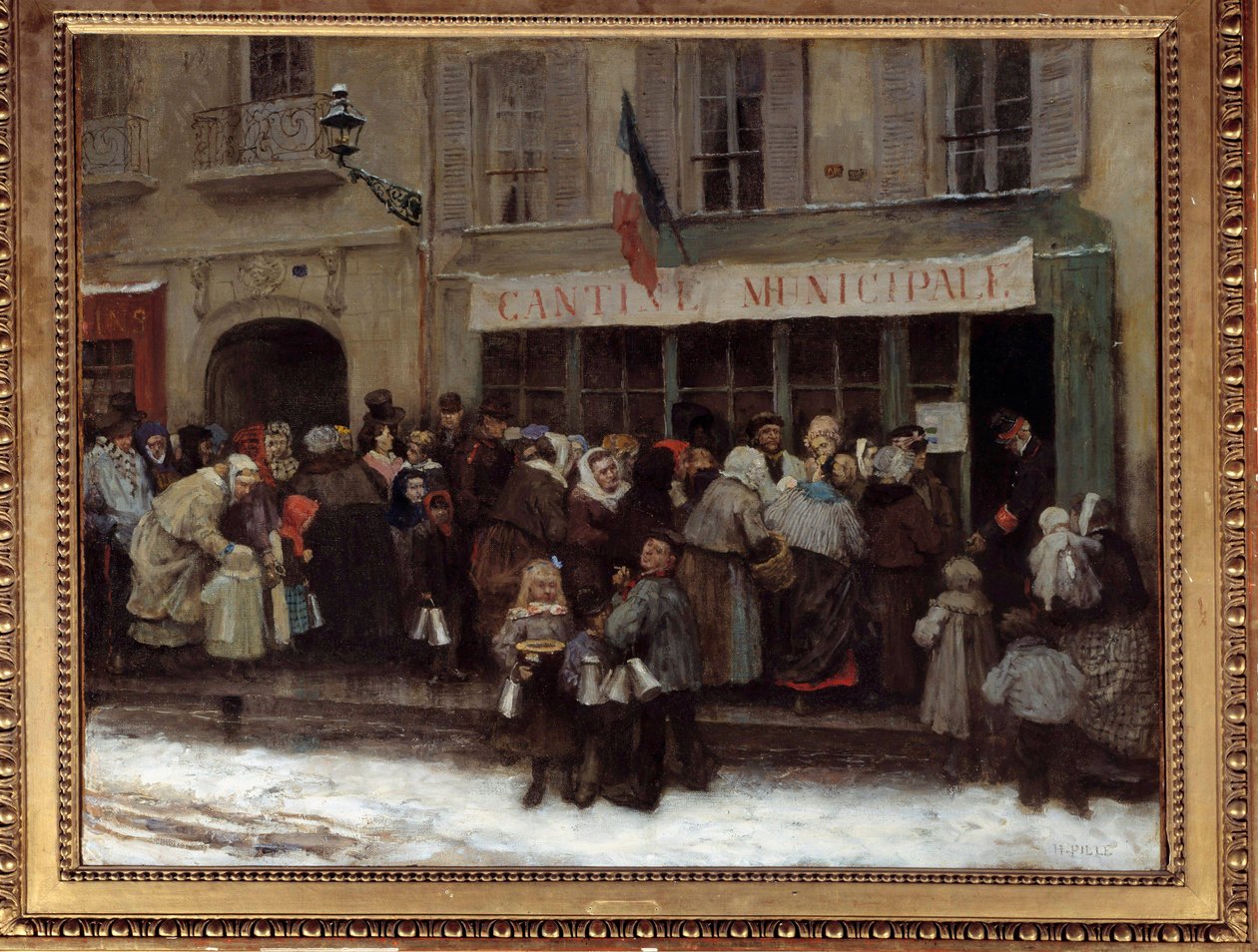 Municipal Canteen During the Paris Siege in 1870 by Henri Pille