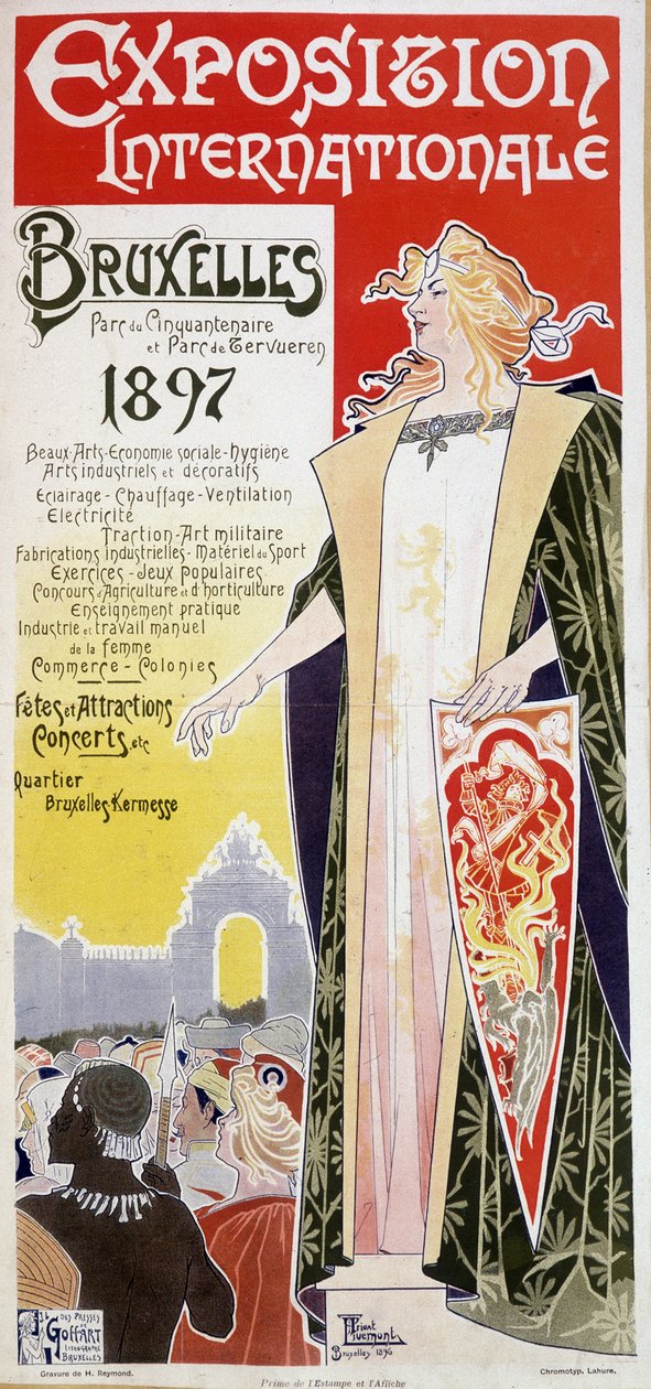 Poster of the Brussels International Exhibition 1897 by Henri Privat Antoine Theodore Livemont (sometimes called Privat-Livemont) (1861-1936) by Henri Henri Antoine Théodore Livemont