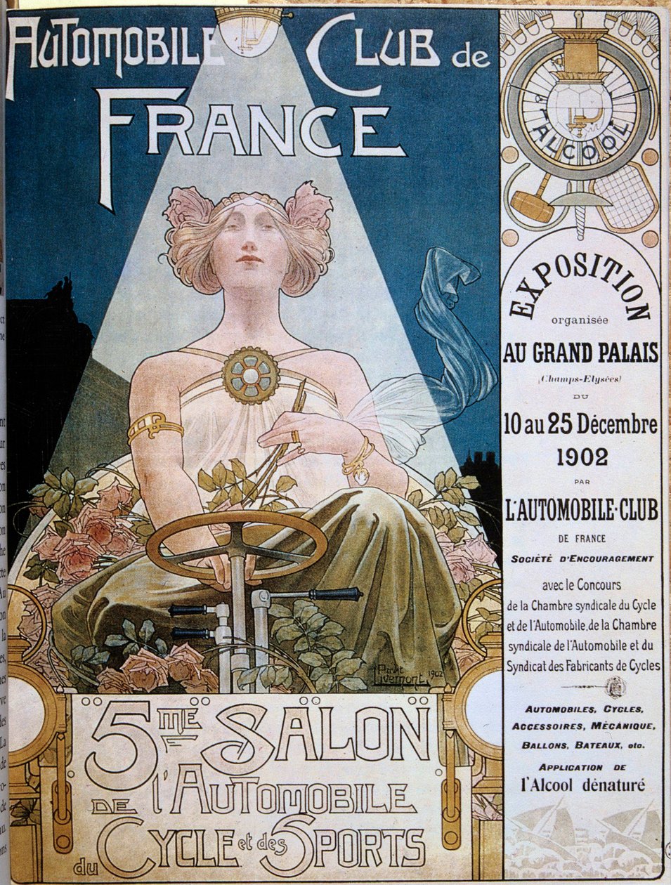 Poster of the Automobile Club de France during the 5th Motor Show at the Grand Palais de Paris in 1902 by Henri Henri Antoine Théodore Livemont