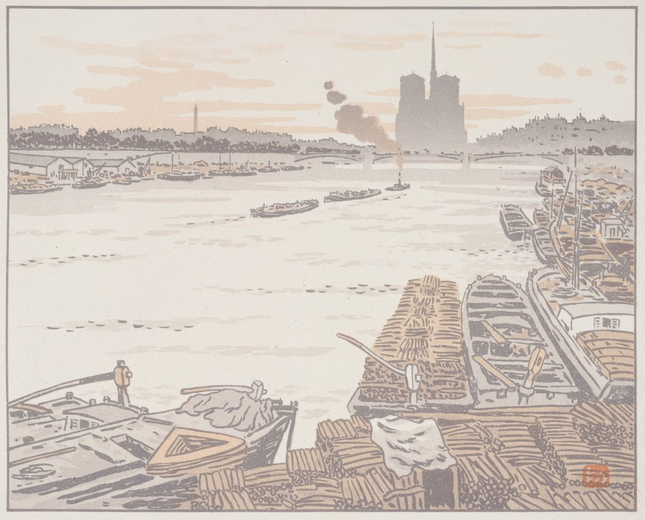 From the Austerlitz Bridge [The Thirty-Six Views of the Eiffel Tower] by Henri Rivière