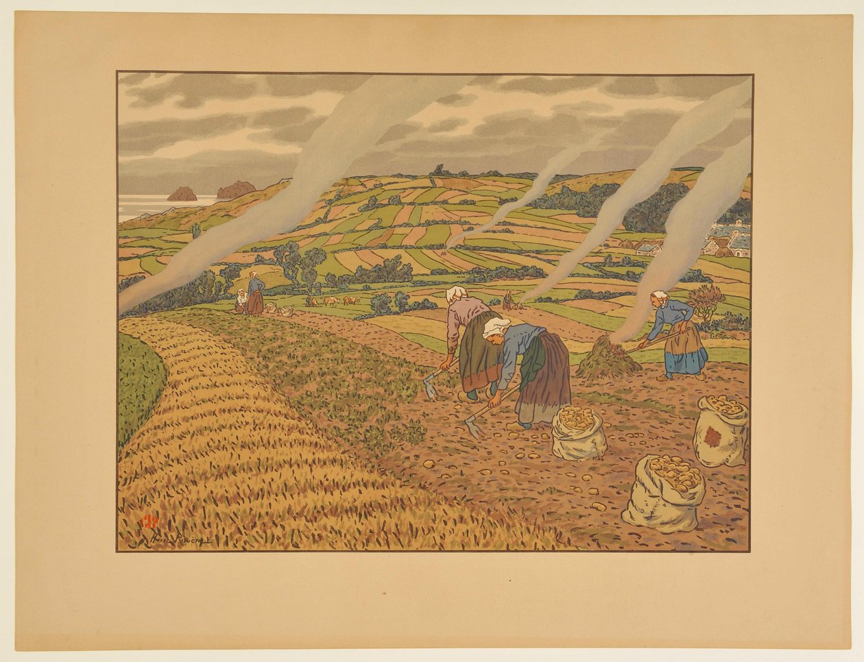 [Work in the Fields] by Henri Rivière