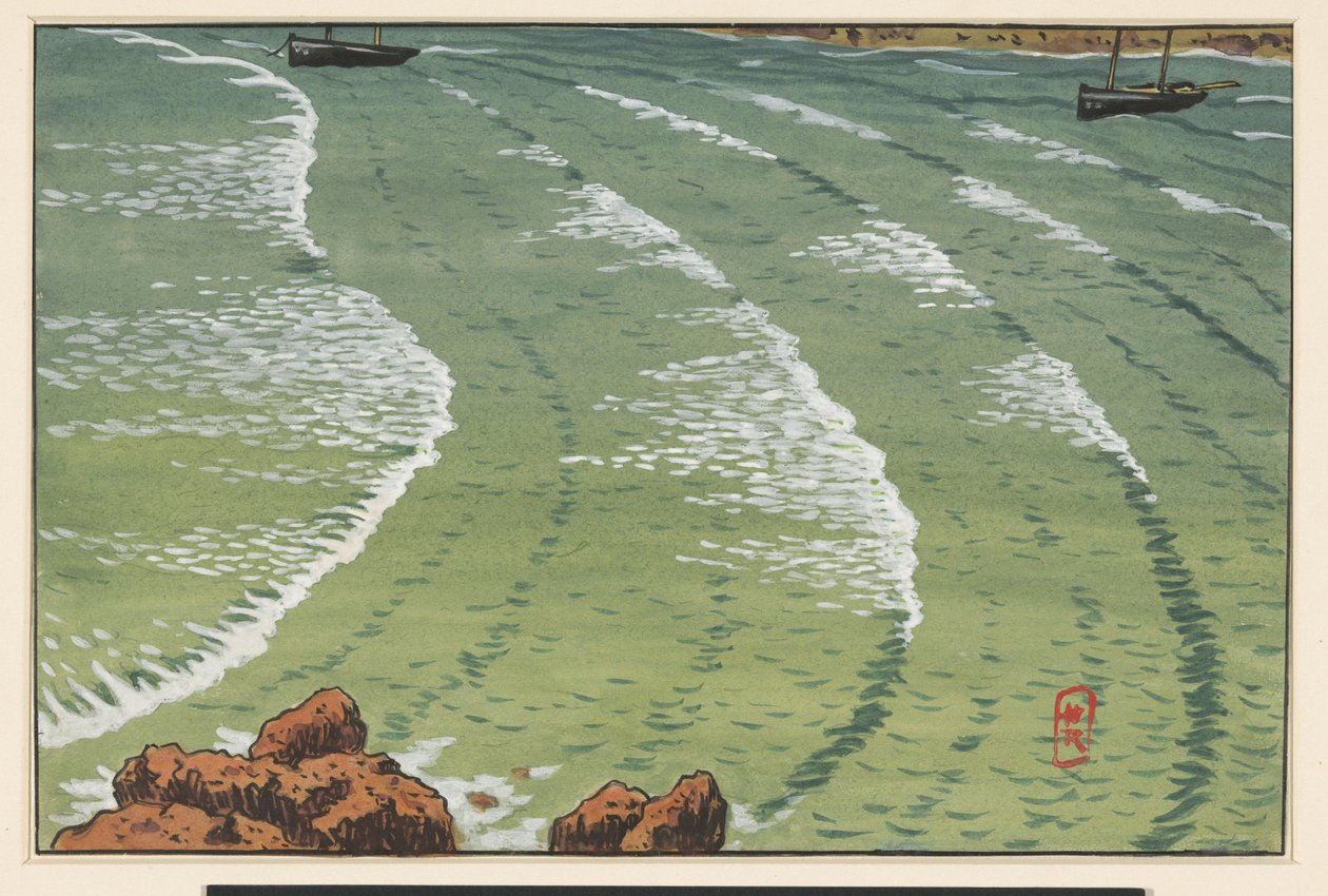 Sea, in a Bay, with Ships off the Rocky Coast by Henri Rivière