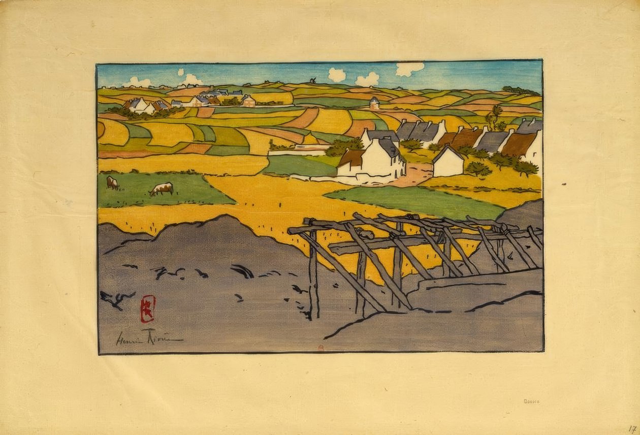 The Village of La Chapelle Seen from the Tertres (Saint-Briac) by Henri Rivière