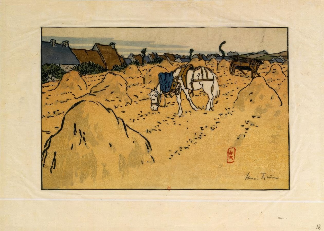 A Horse and the Village of La Chapelle (Saint-Briac) by Henri Rivière