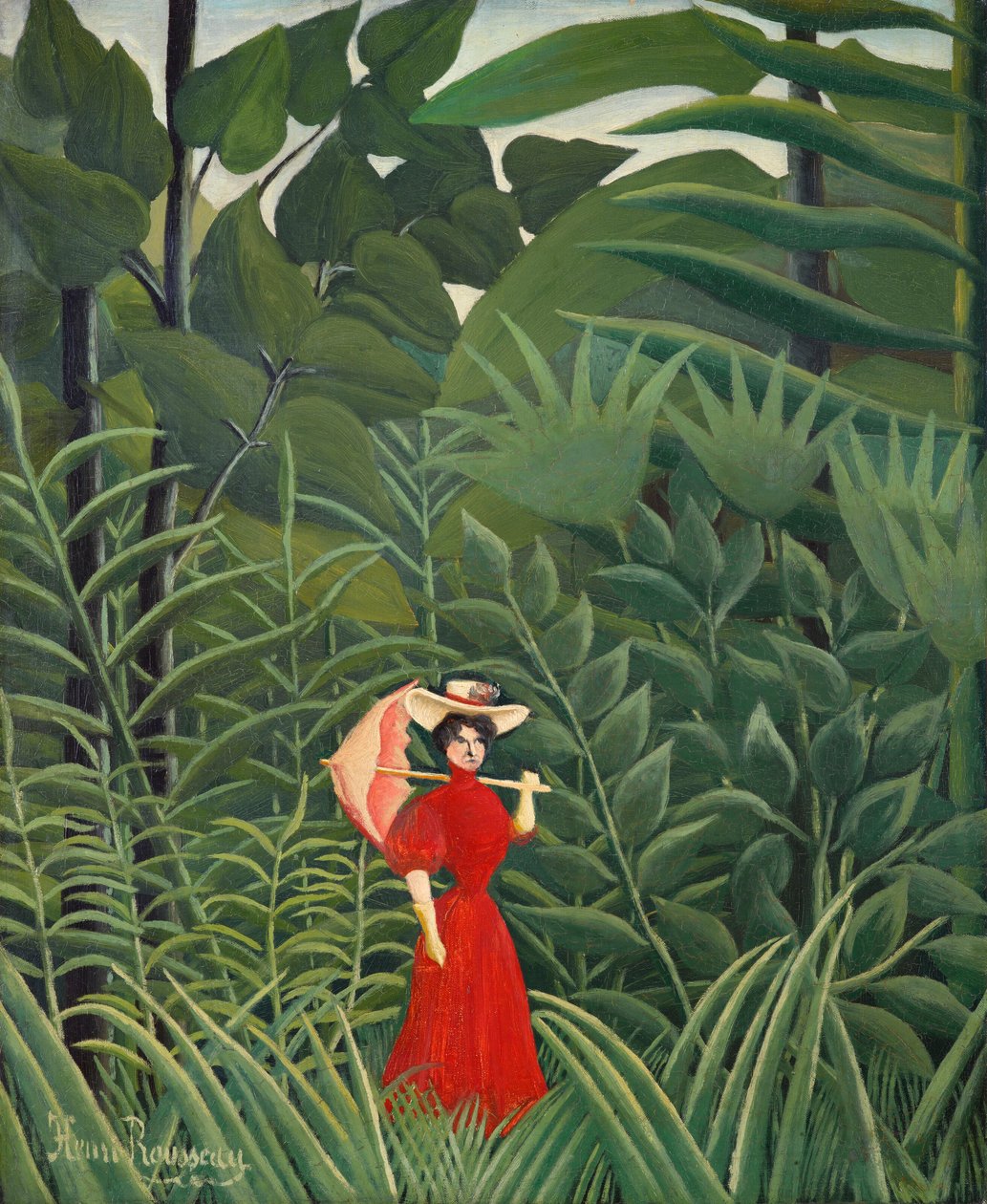Woman in Red in the Forest by Henri Rousseau