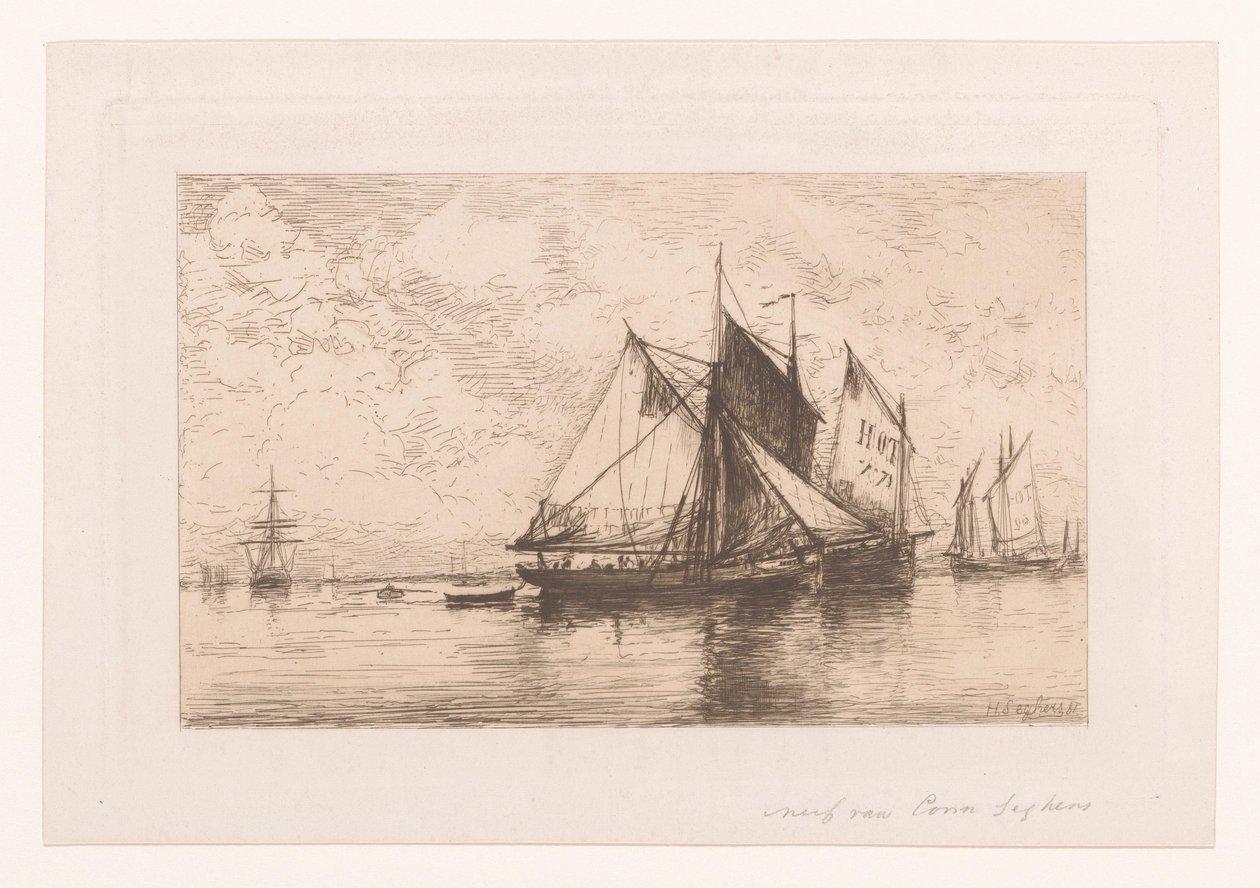 Fishing Boats on Calm Sea by Henri Seghers