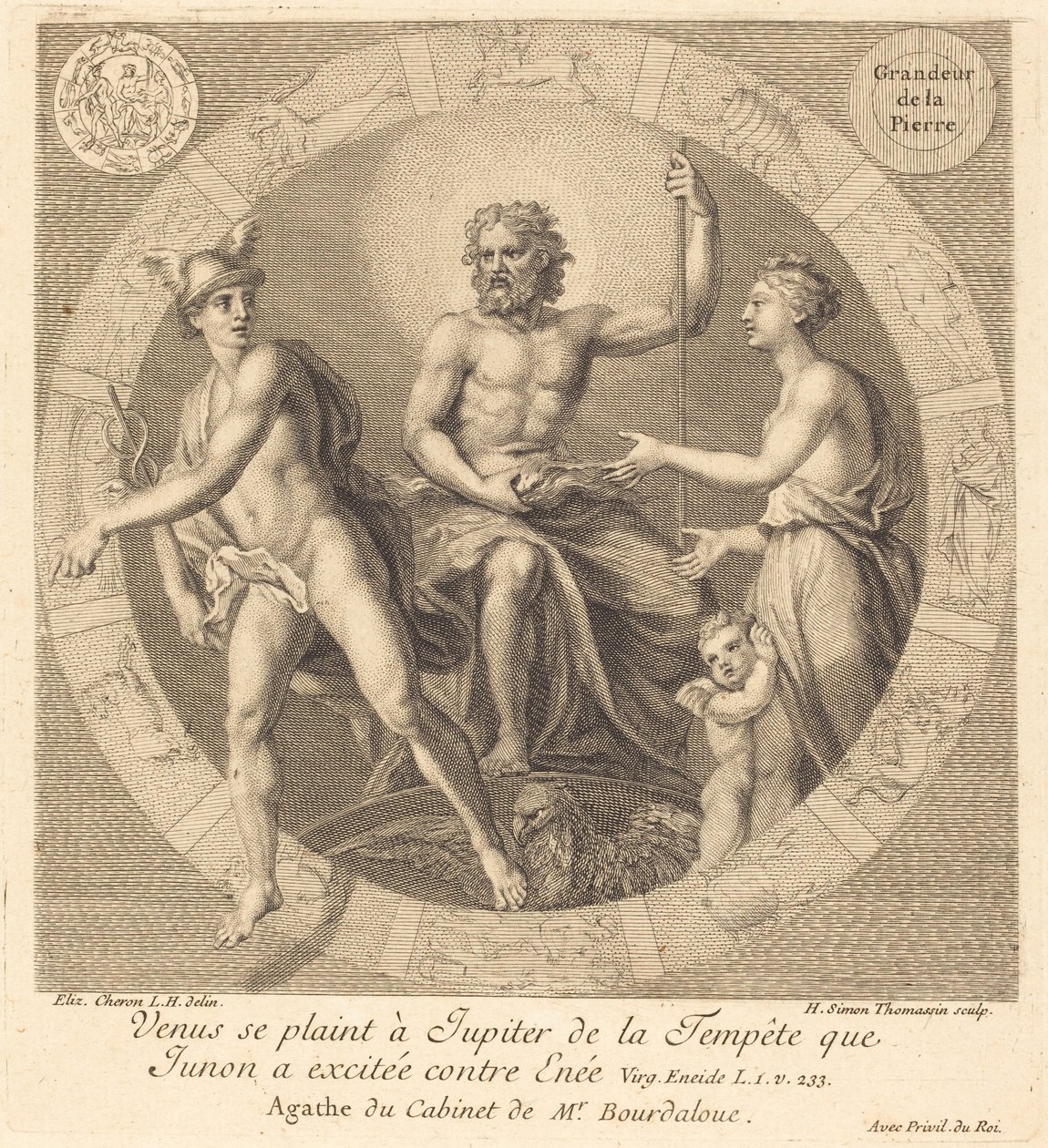 Venus Complains to Jupiter about the Storm Juno Raised against Aeneas by Henri Simon Thomassin after Elisabeth Sophie Cheron