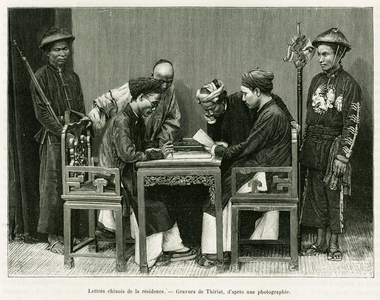 Chinese letters from the French residence in Hanoi. Engraving by Thiriat, after a photograph, to illustrate the story 