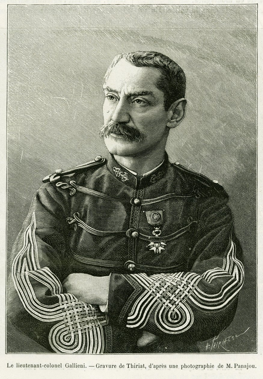 Lieutenant-Colonel Joseph Gallieni (engraving by Thiriat, to illustrate the story 