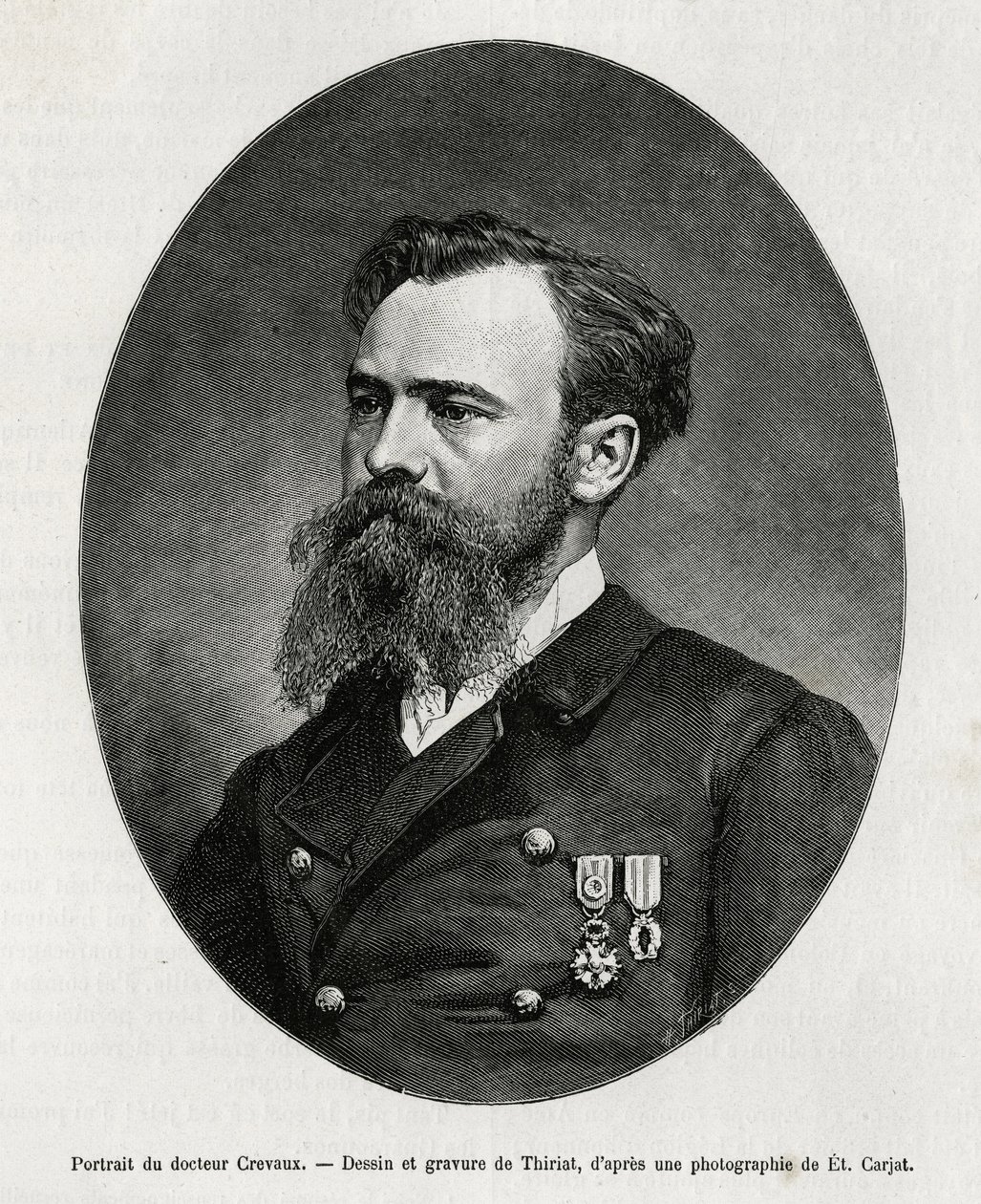 Portrait of Dr. Jules Nicolas Crevaux (1847-1882), doctor and explorer of South America (from French Guiana to Argentina), he took close interest in the study of morals and the history of the populations he met during his travels, he rediated numerous book by Henri Thiriat