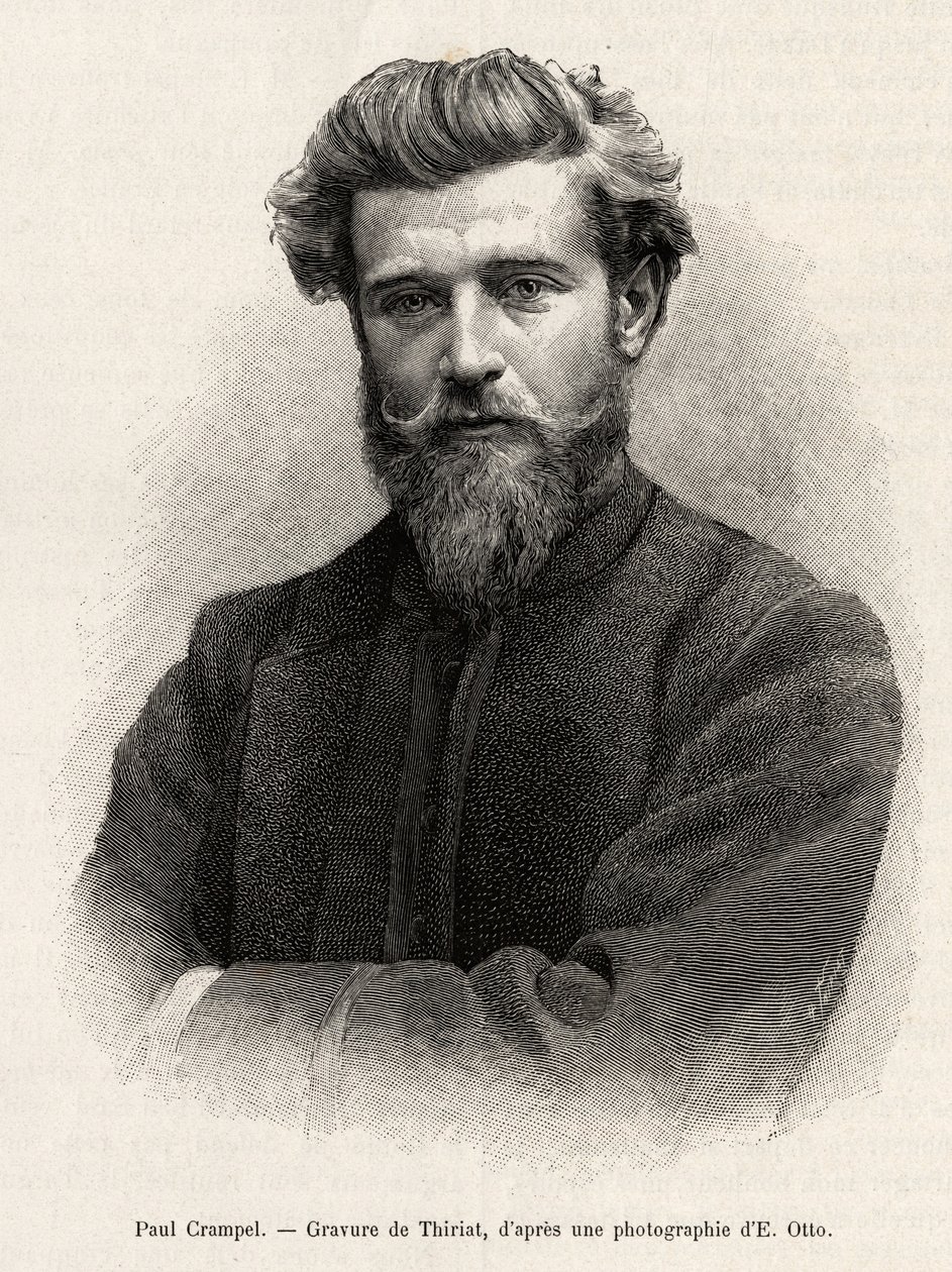 Portrait of Paul Crampel, French explorer of Central Africa. Engraving by Henri Thiriat to illustrate the story 