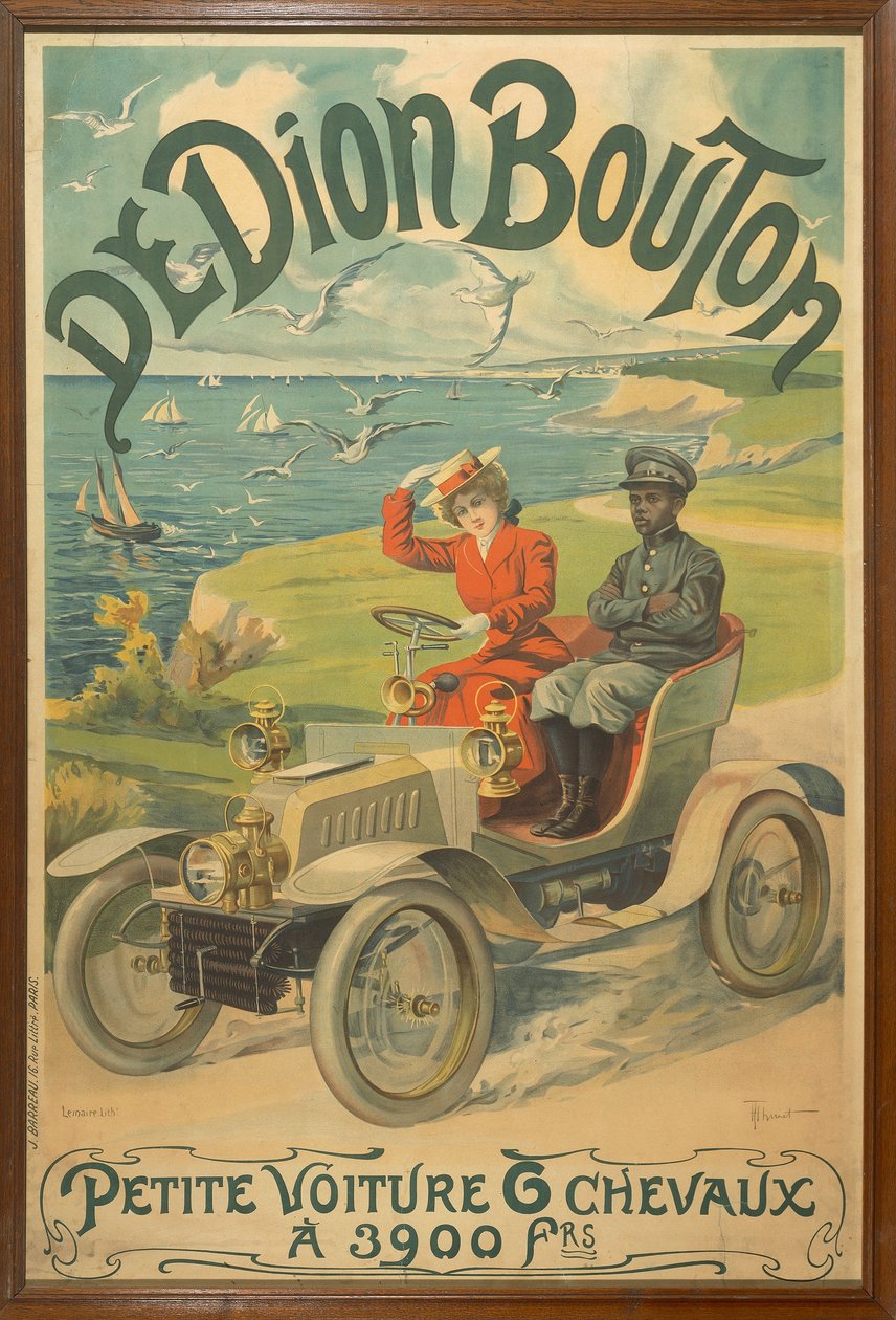 Advertisement for De Dion Bouton Cars Depicting La Belle Otero at Wheel and Michel Zelete, Valet of Marquis of Dijon Beside Her by Henri Thiriet