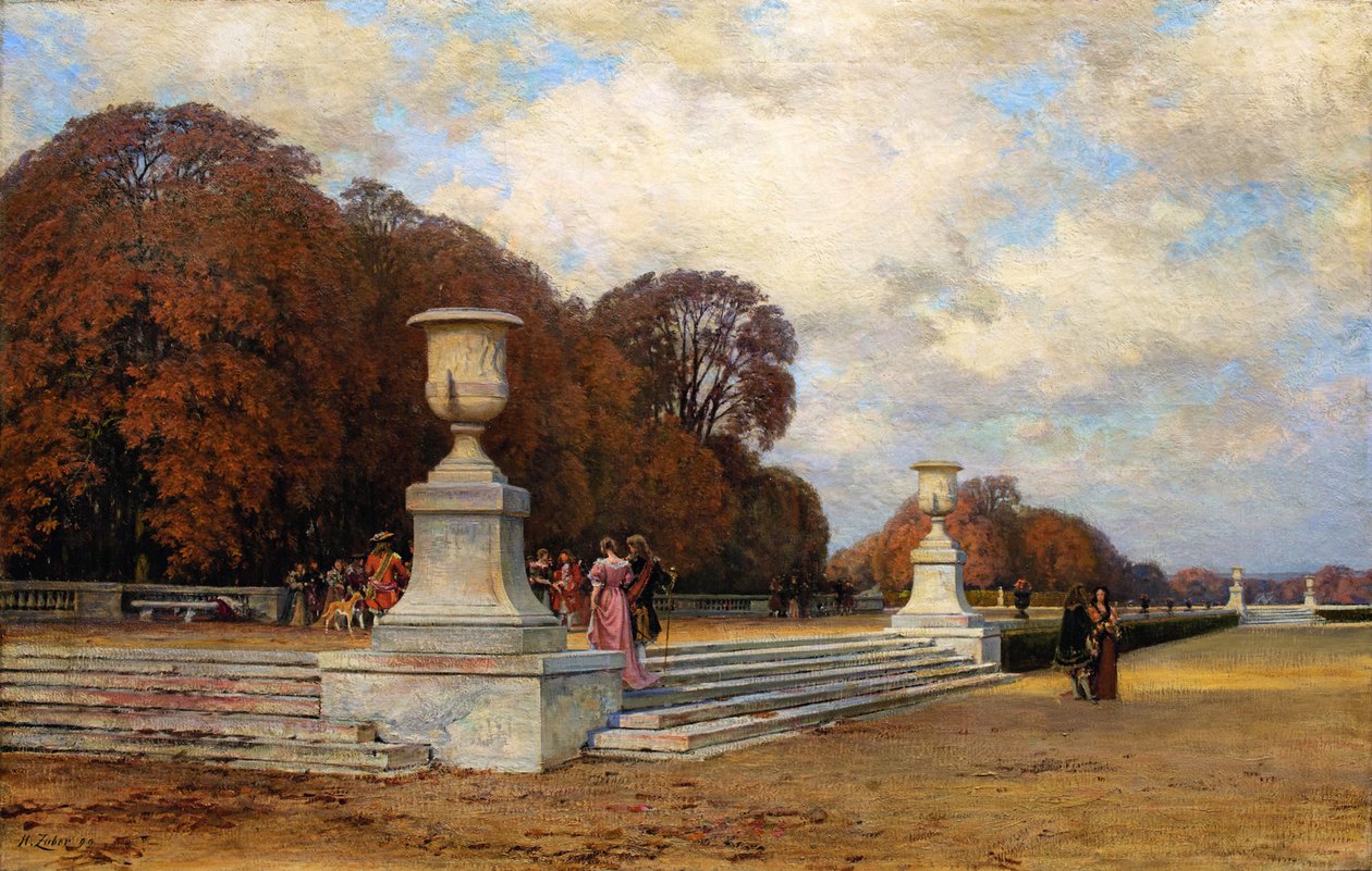 Les marches de marbre rose à Versailles by Henri Zuber