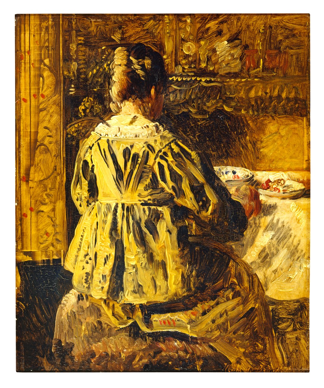 The Meal or Woman Seen from the Back by Henri de Braekeleer