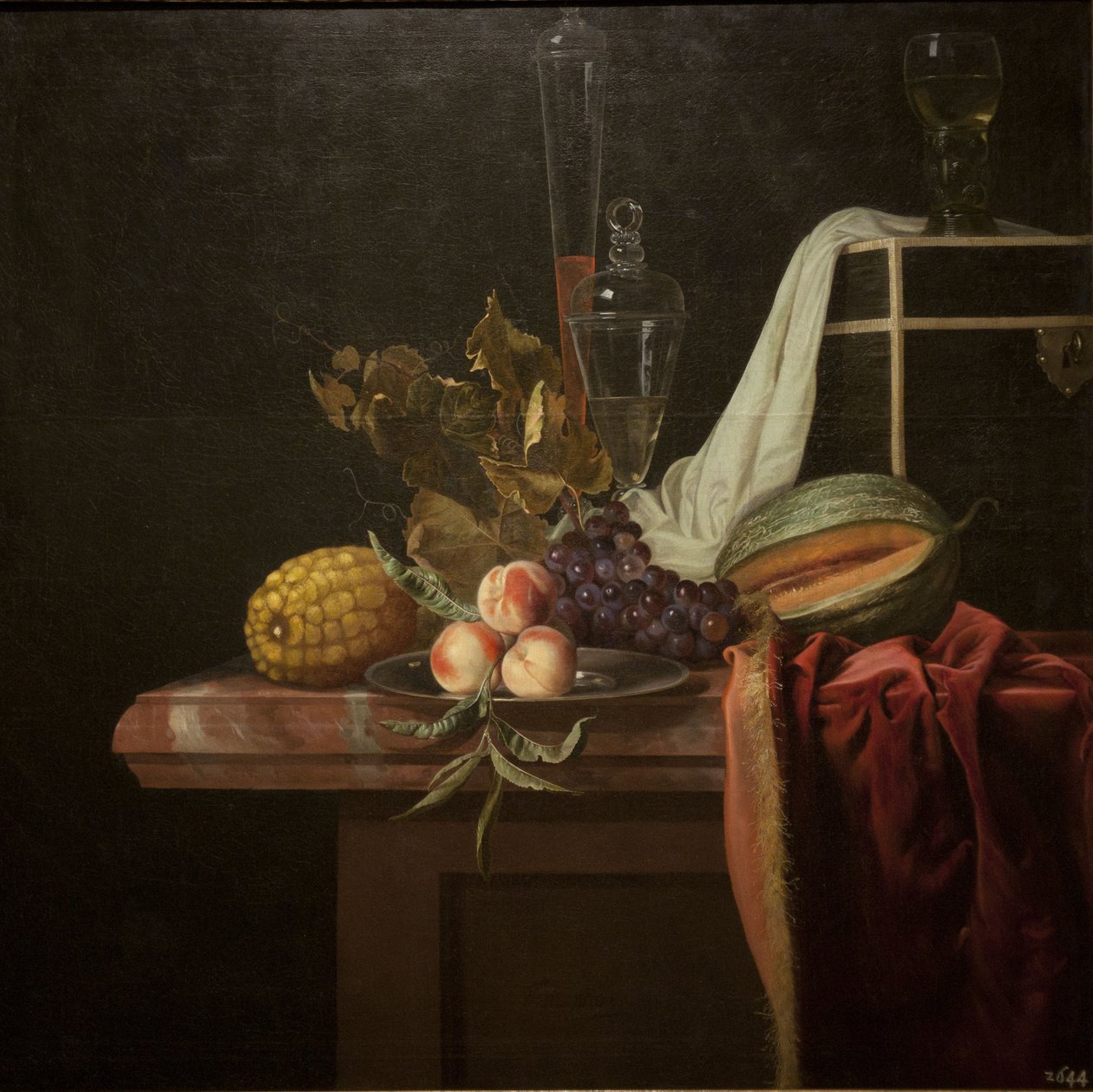 Still Life with Glass and Fruits by Henri de Fromantiou
