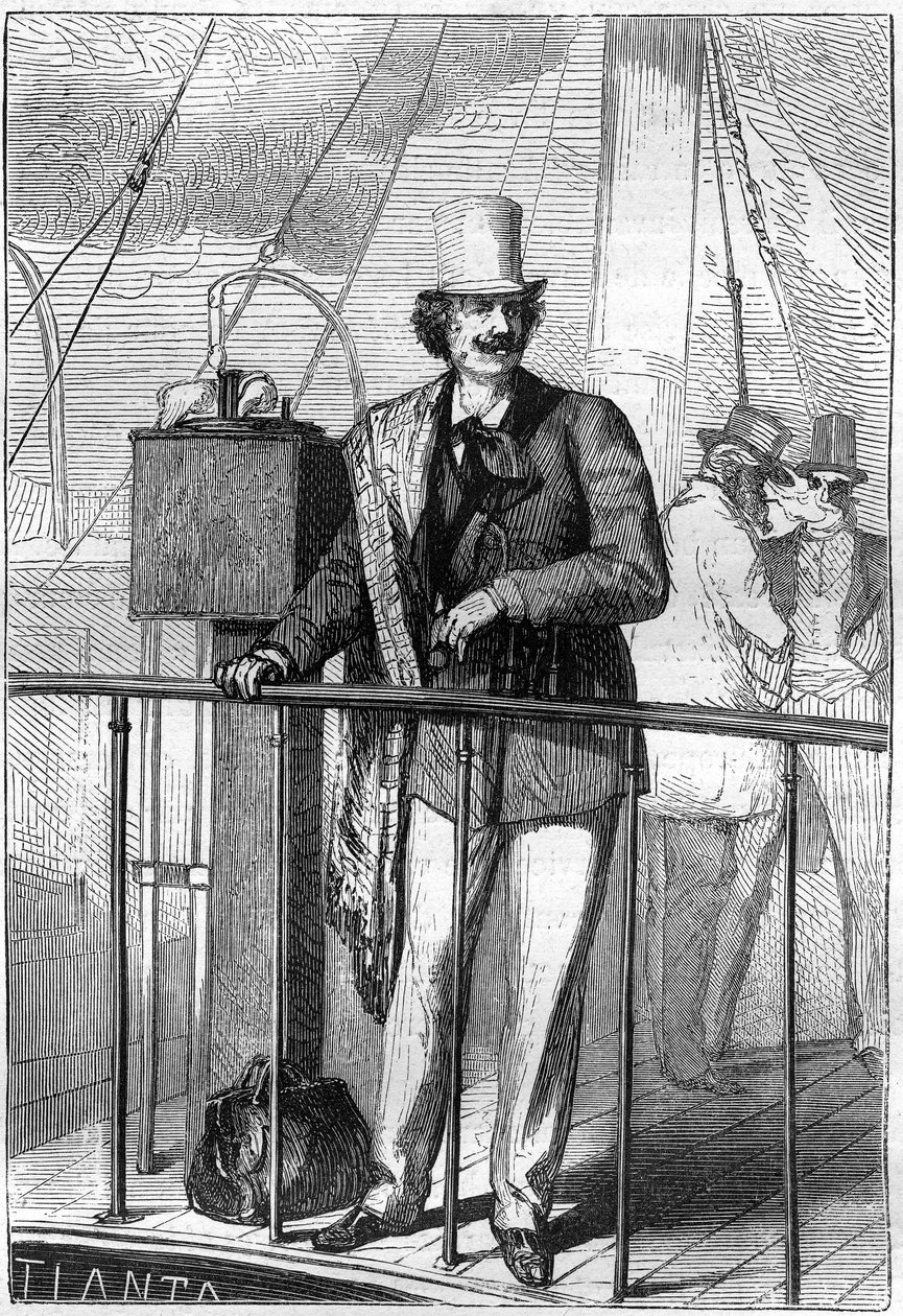 Illustration of the book "From the Earth to the Moon" by Jules Verne, edition Hetzel by Henri de Montaut